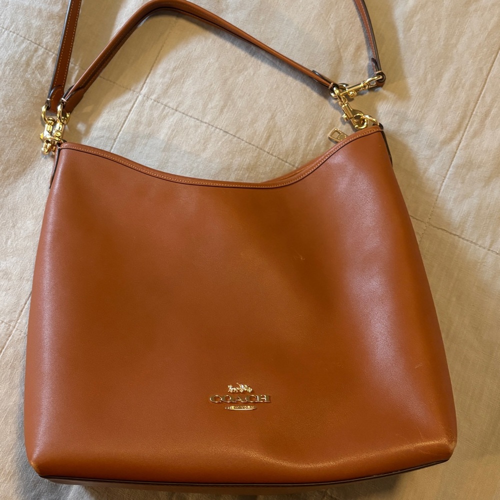 Coach Laurel Tan Leather Shoulder Bag with Gold Hardware